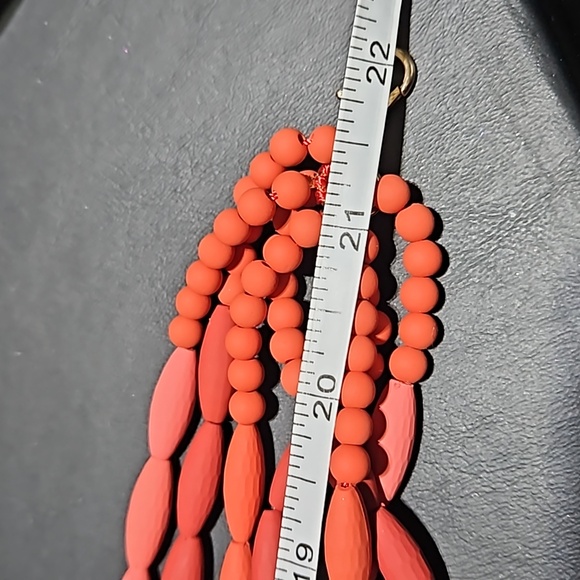 Coral 🎄 Pink Multi Strand Beaded Necklace with Clear Rhinestone - Picture 6 of 6